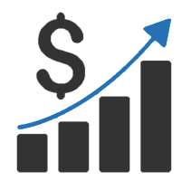 This image icon displays the money & chart under 3 primary goals in Anza Management Company website.