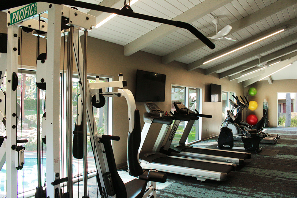 This image displays the gym interior photo used in Anza Management Company website.